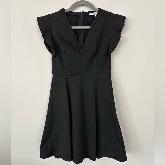 BCBGeneration size 2 NWOT flutter sleeve black dress - Picture 1 of 5